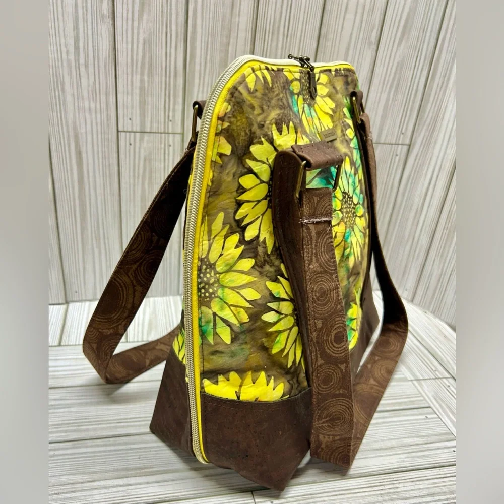 Sunflower Handbag Purse Handmade Double Handles Yellow Brown 11" x 14" - Picture 4 of 6